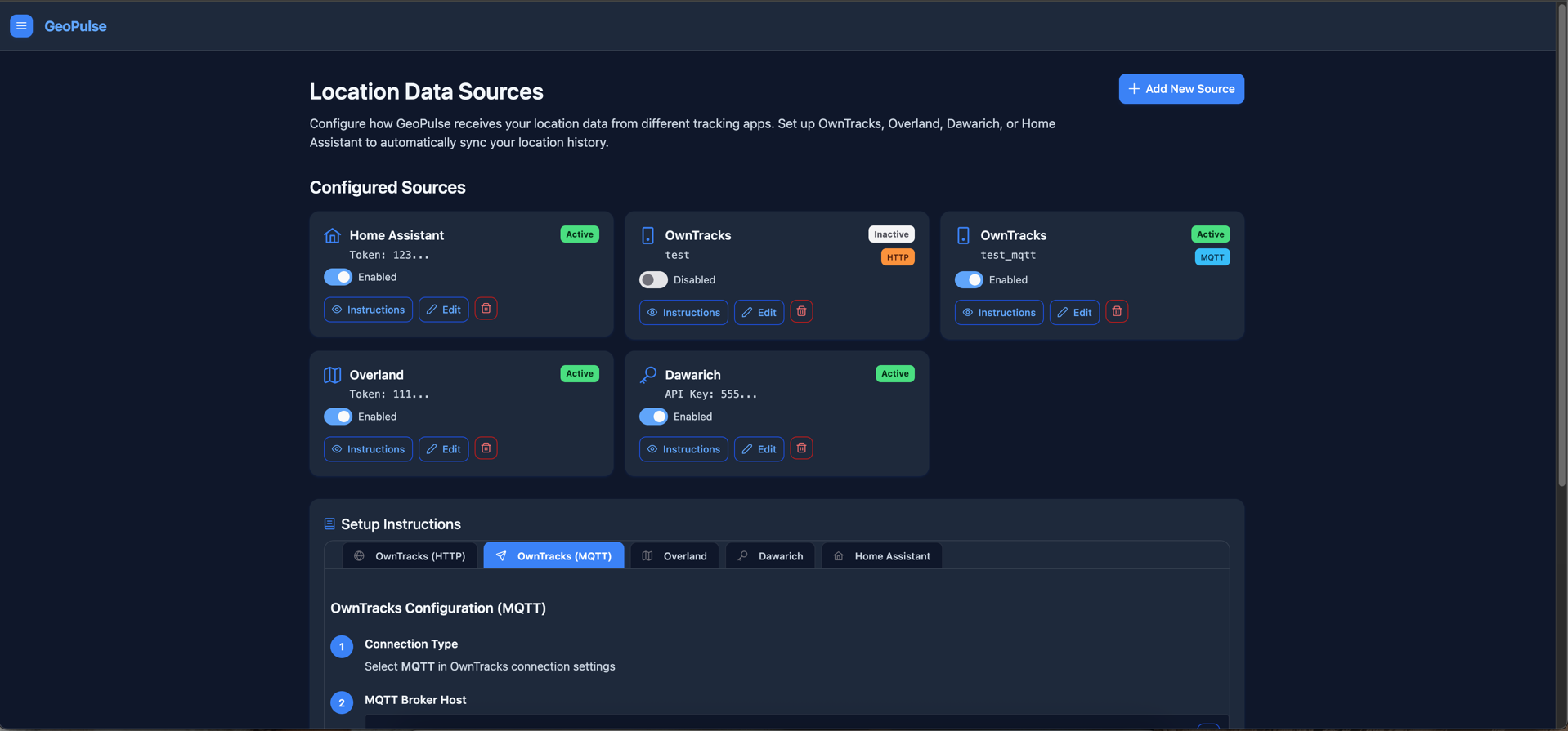 Location Sources Page
